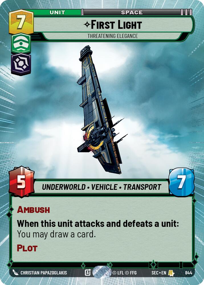 First Light - Threatening Elegance (Hyperspace Foil) (844) (844) [Secrets of Power]