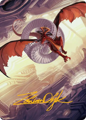 Draconic Visitor Art Card (Gold-Stamped Signature) [Reality Fracture Art Series]