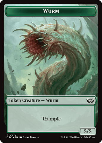 Wurm (0019) // Manifest Double-Sided Token [Duskmourn: House of Horror Commander Tokens]