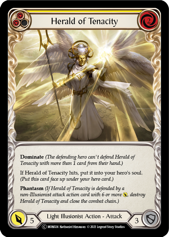 Herald of Tenacity (Yellow) [U-MON024-RF] (Monarch Unlimited)  Unlimited Rainbow Foil