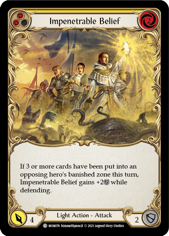 Impenetrable Belief (Yellow) [MON076-RF] (Monarch)  1st Edition Rainbow Foil