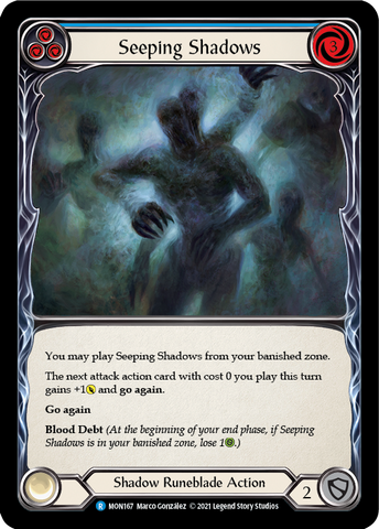 Seeping Shadows (Blue) [MON167-RF] (Monarch)  1st Edition Rainbow Foil