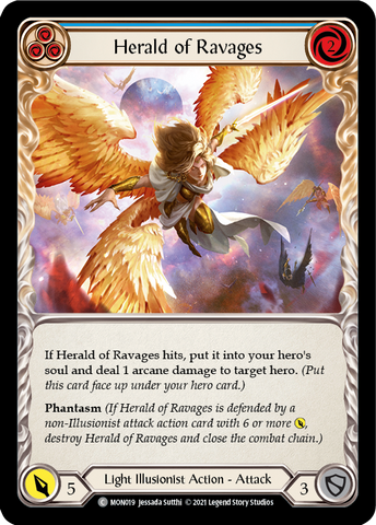 Herald of Ravages (Blue) [MON019-RF] (Monarch)  1st Edition Rainbow Foil